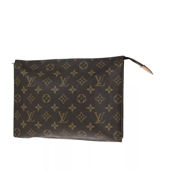 LOUIS VUITTON Poche Toilette 26 Clutch Pouch Bag Monogram Leather - Picture 1 of 14